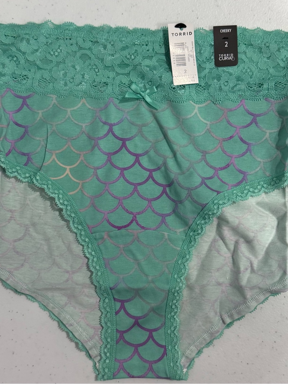Torrid Aqua Lace Cheeky Panty - Mermaid Scale Print